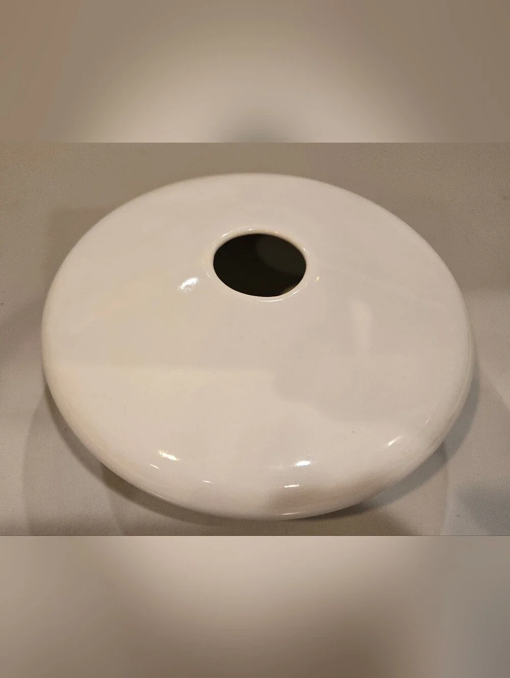 Modern Haggar White Round Ceramic Vase with Center Opening